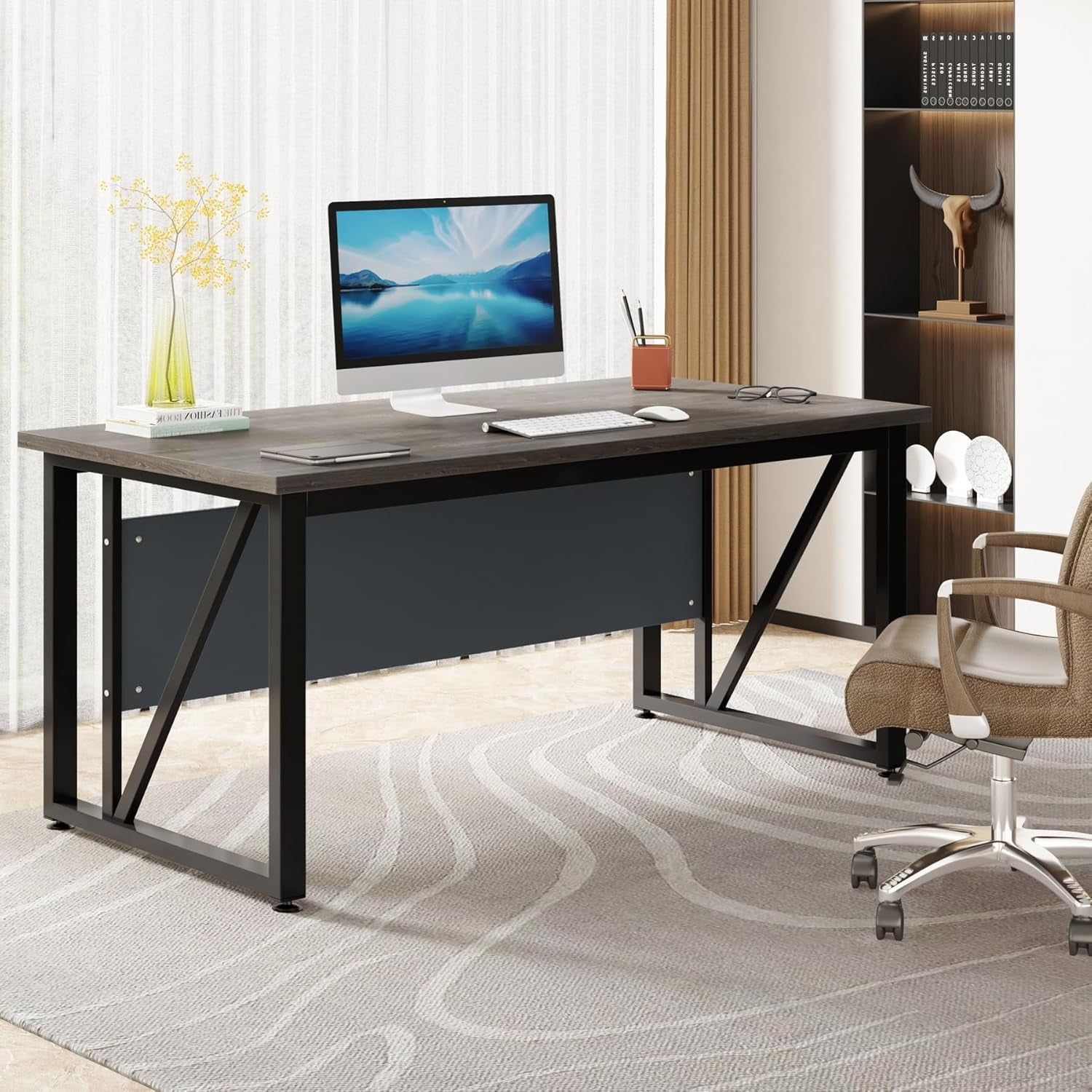 Modern 55 Inch Computer Desk for Home Office Workspace