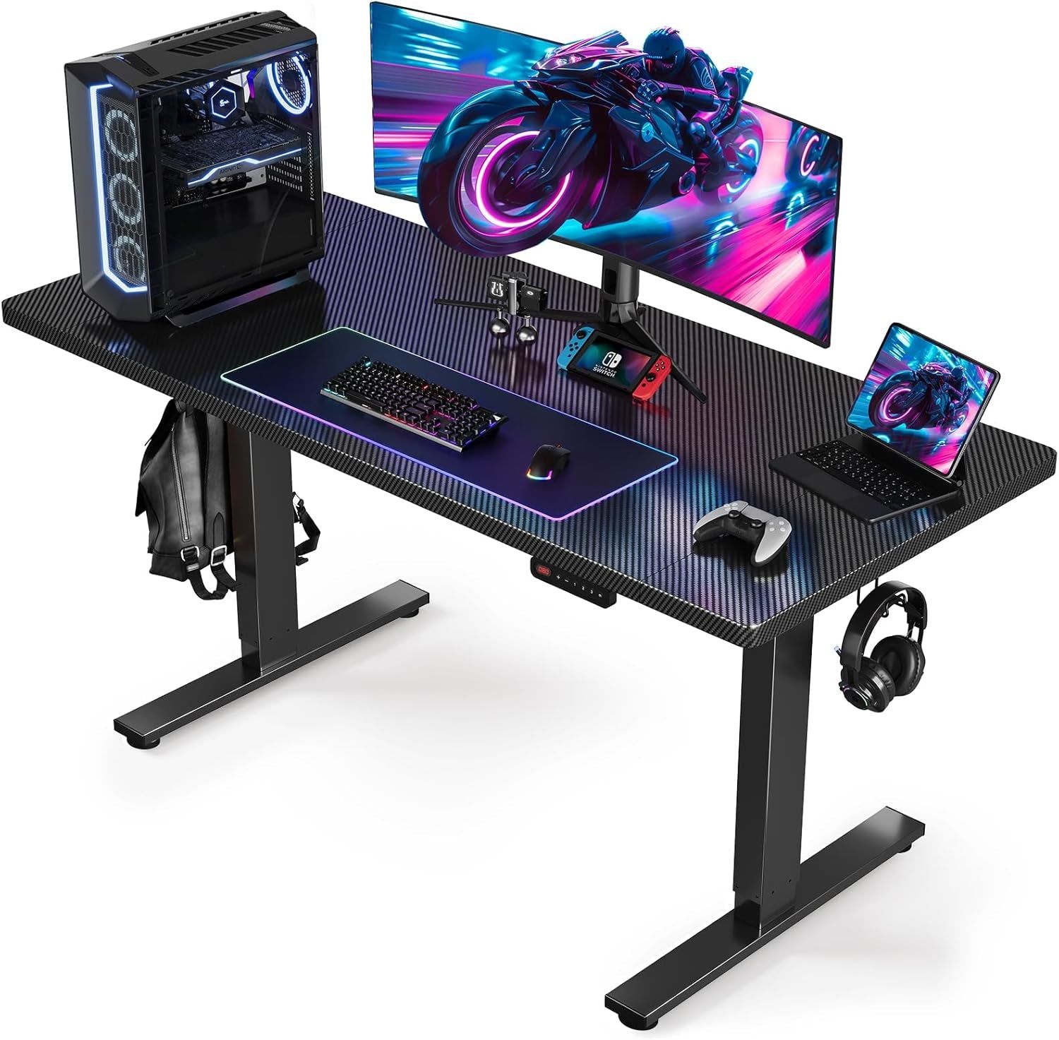 Electric Standing Desk Adjustable - 48 X 24 Inch Sit Stand up Desk with Cable Management - 3 Memory Preset Adjustable Height Table