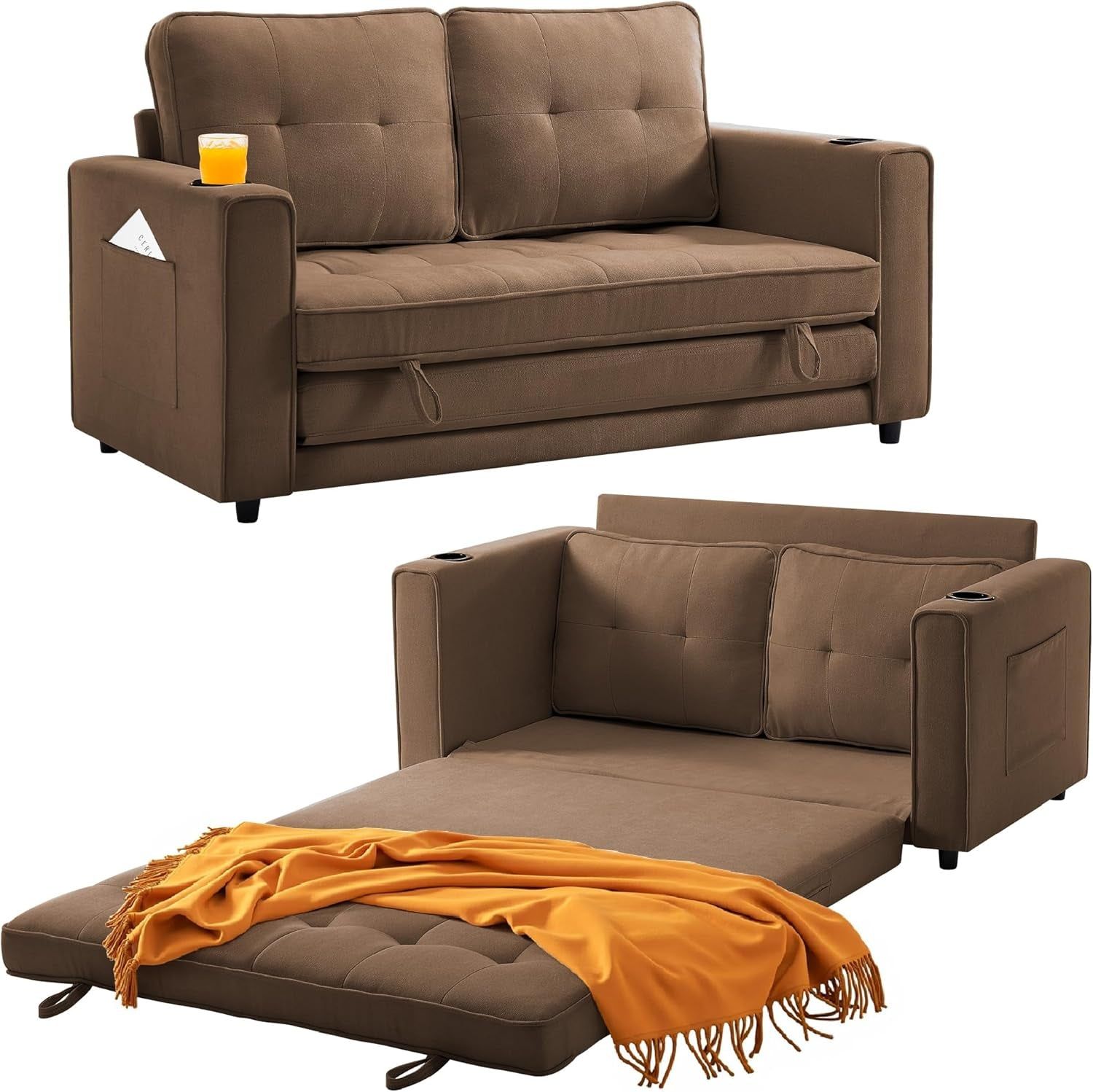 Modern Convertible Loveseat Sleeper Sofa Bed for Small Spaces