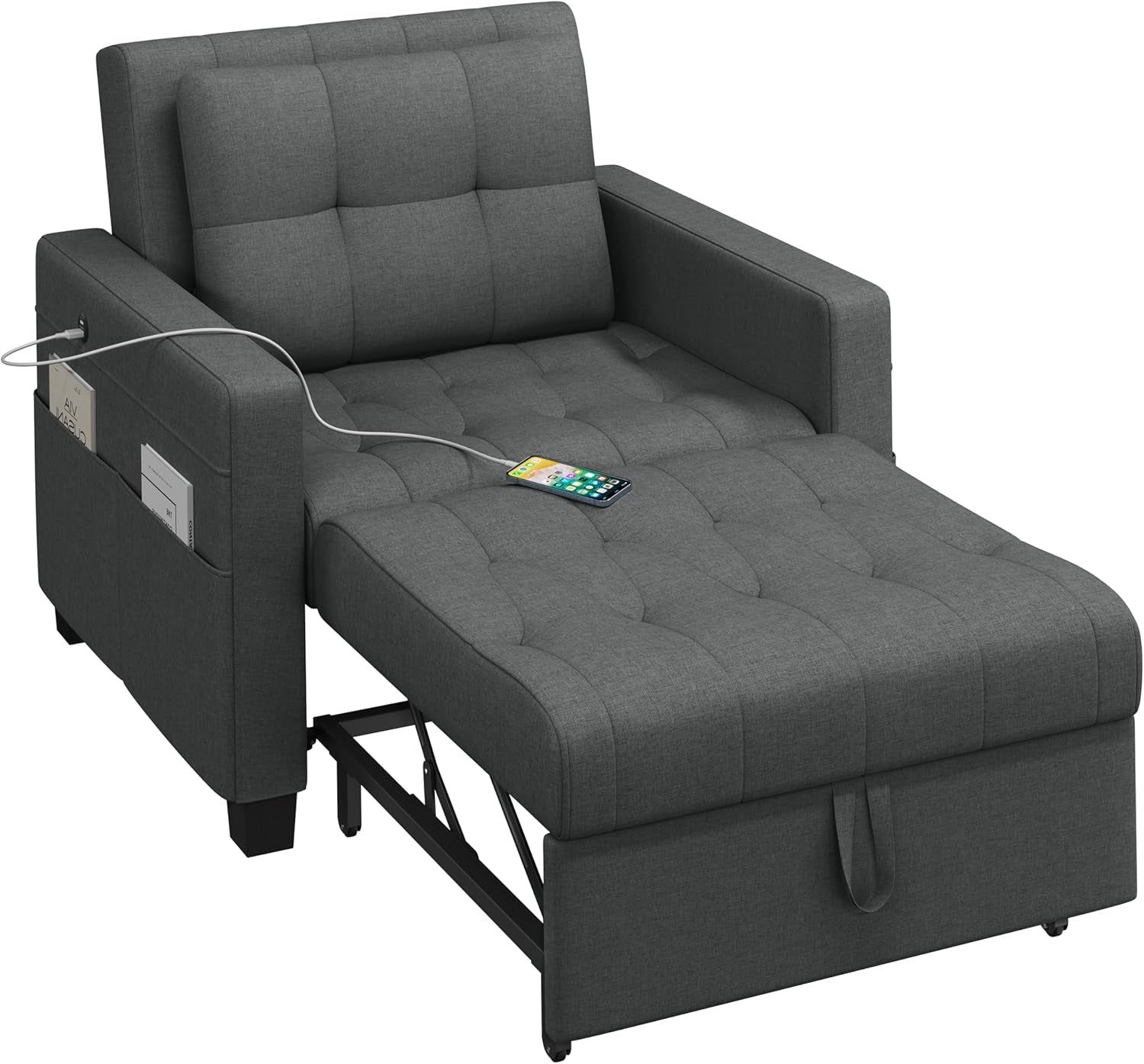 Convertible Sleeper Sofa Bed with USB Charging Ports