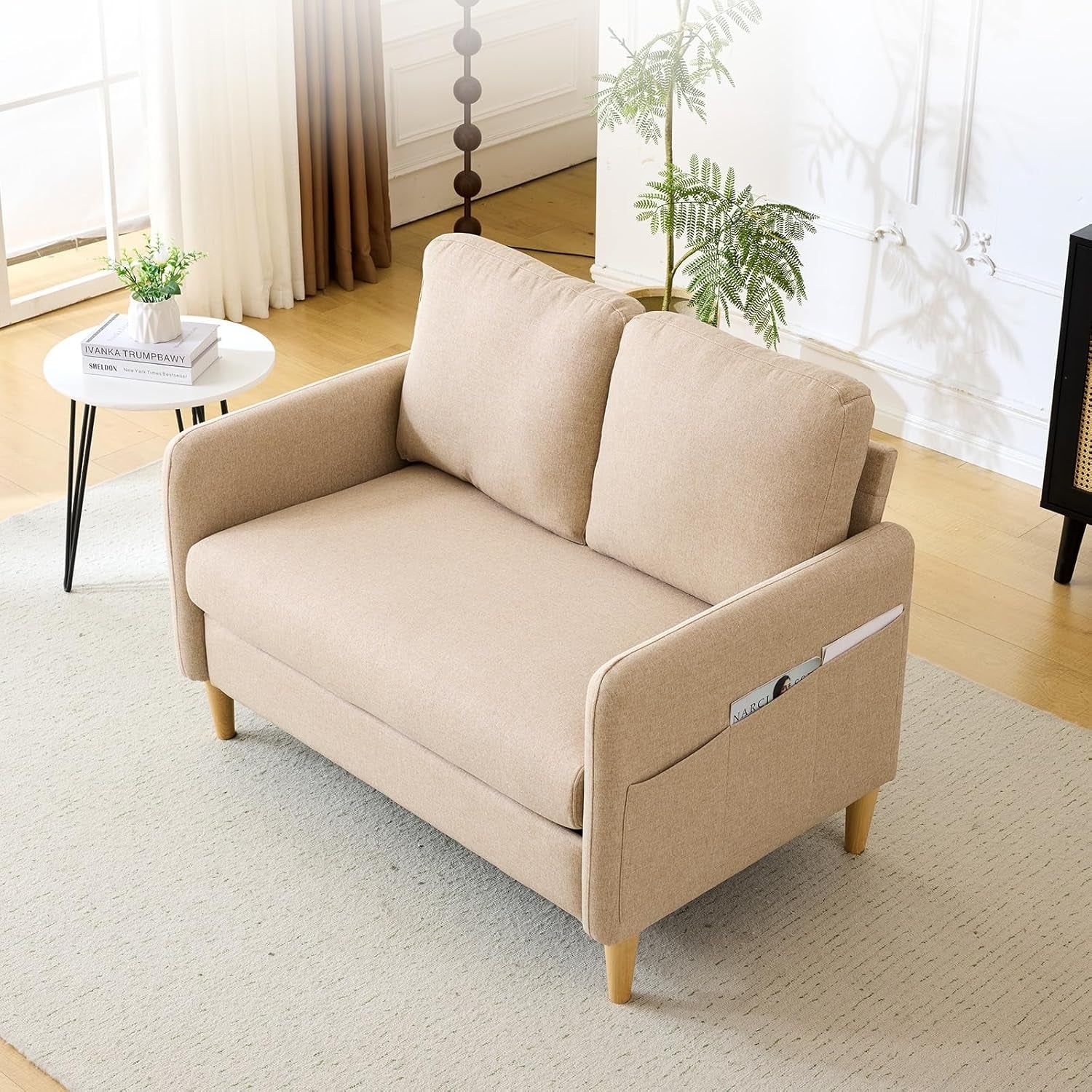 Compact Light Brown Loveseat Sofa for Small Spaces