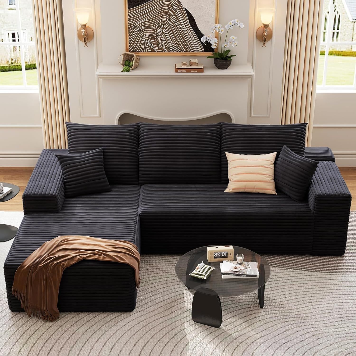 Modern 107 Inch Cloud Sectional Couch with Chaise