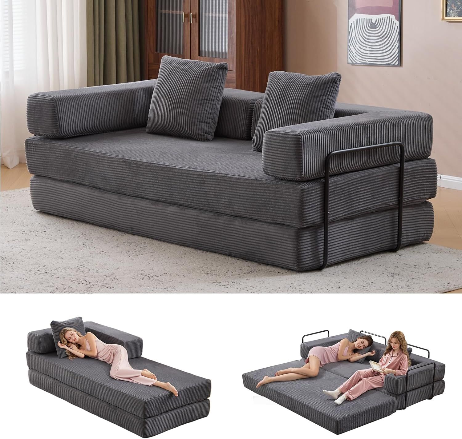 Convertible Sleeper Sofa Bed with Memory Foam Comfort