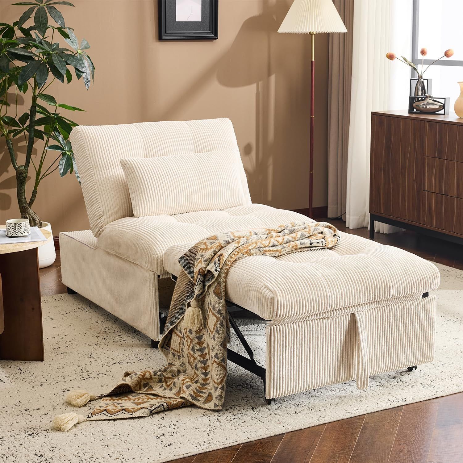 4 In 1 Convertible Sleeper Chair Bed With Pocket