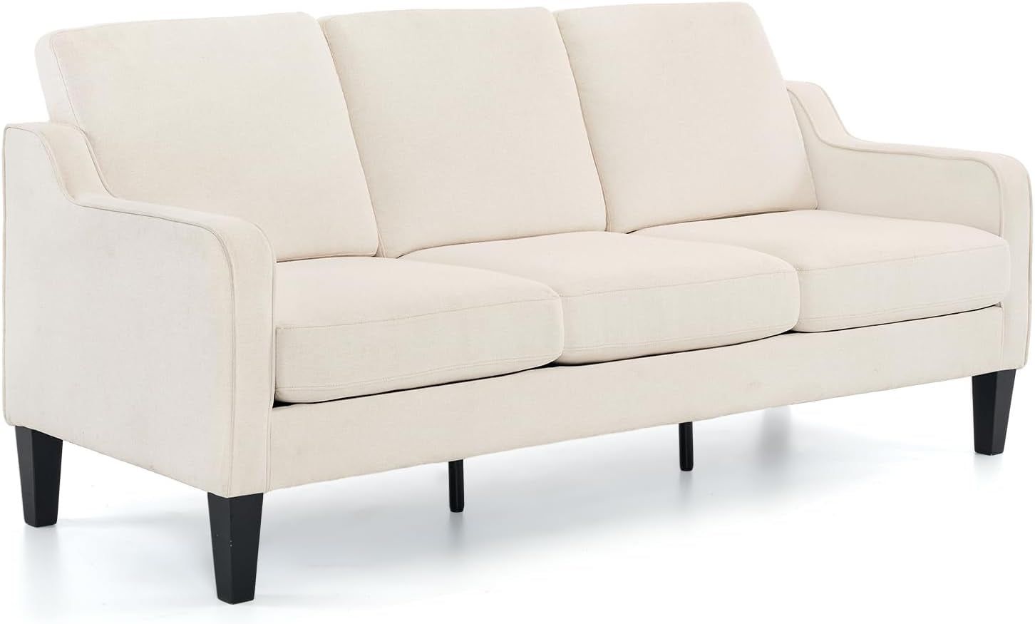 Comfy Mid Century Modern Beige Sofa for Small Spaces
