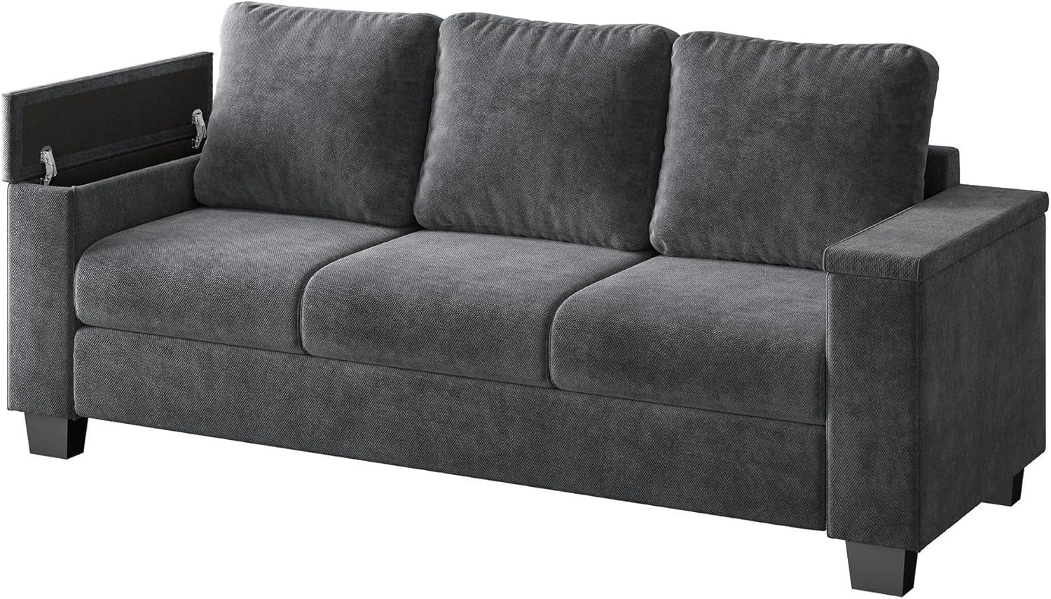 Deep Seater Couch with Storage and Wide Armrests