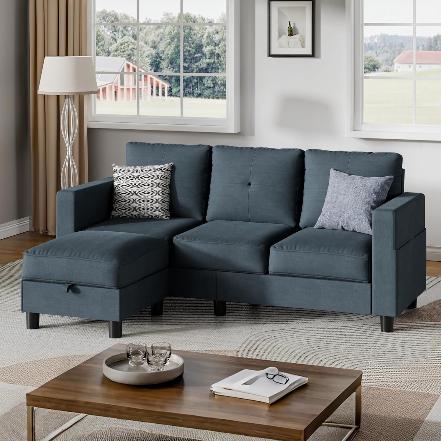 Small Sectional Couch with Ottoman for Compact Spaces