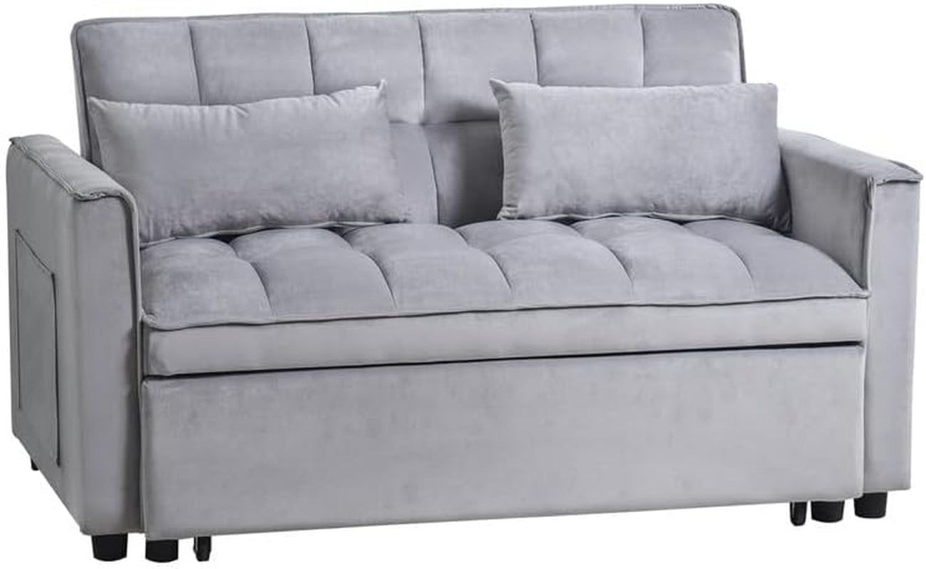 Modern 3 in 1 Convertible Sleeper Sofa Bed Grey
