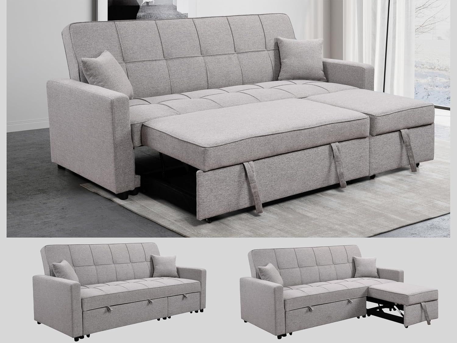 Queen Size Sleeper Sofa Couch with Adjustable Backrest