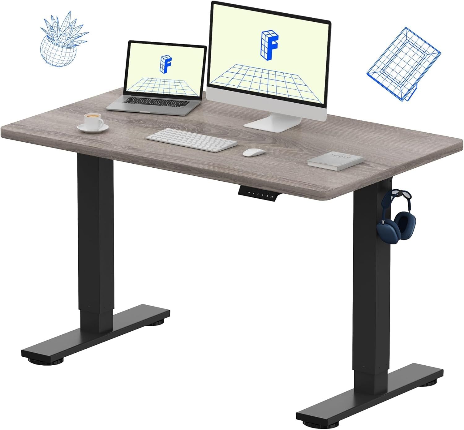 Height Adjustable Electric Standing Desk with Smooth Surface