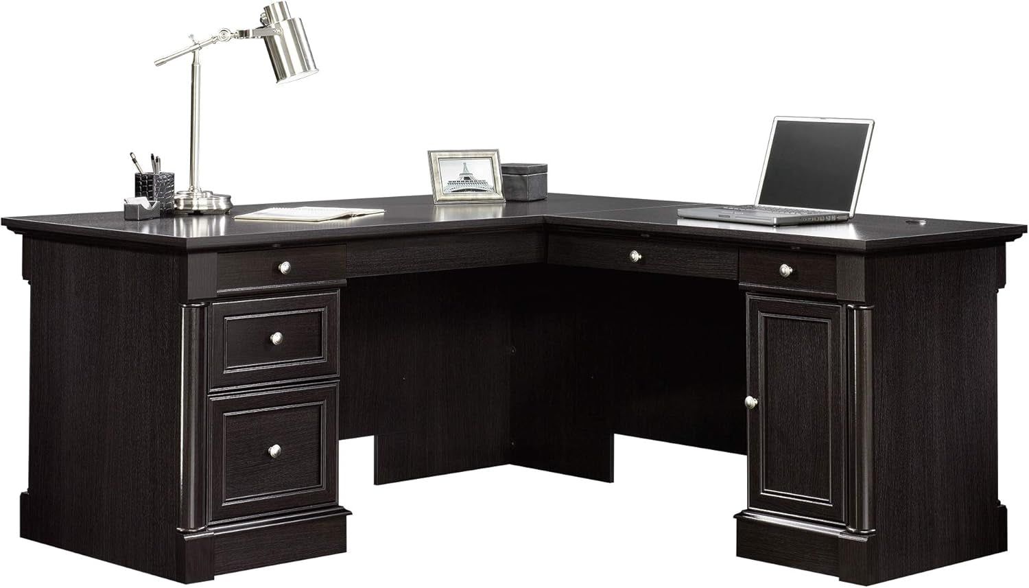 Elegant L-Shaped Desk with Spacious Surface in Wind Oak