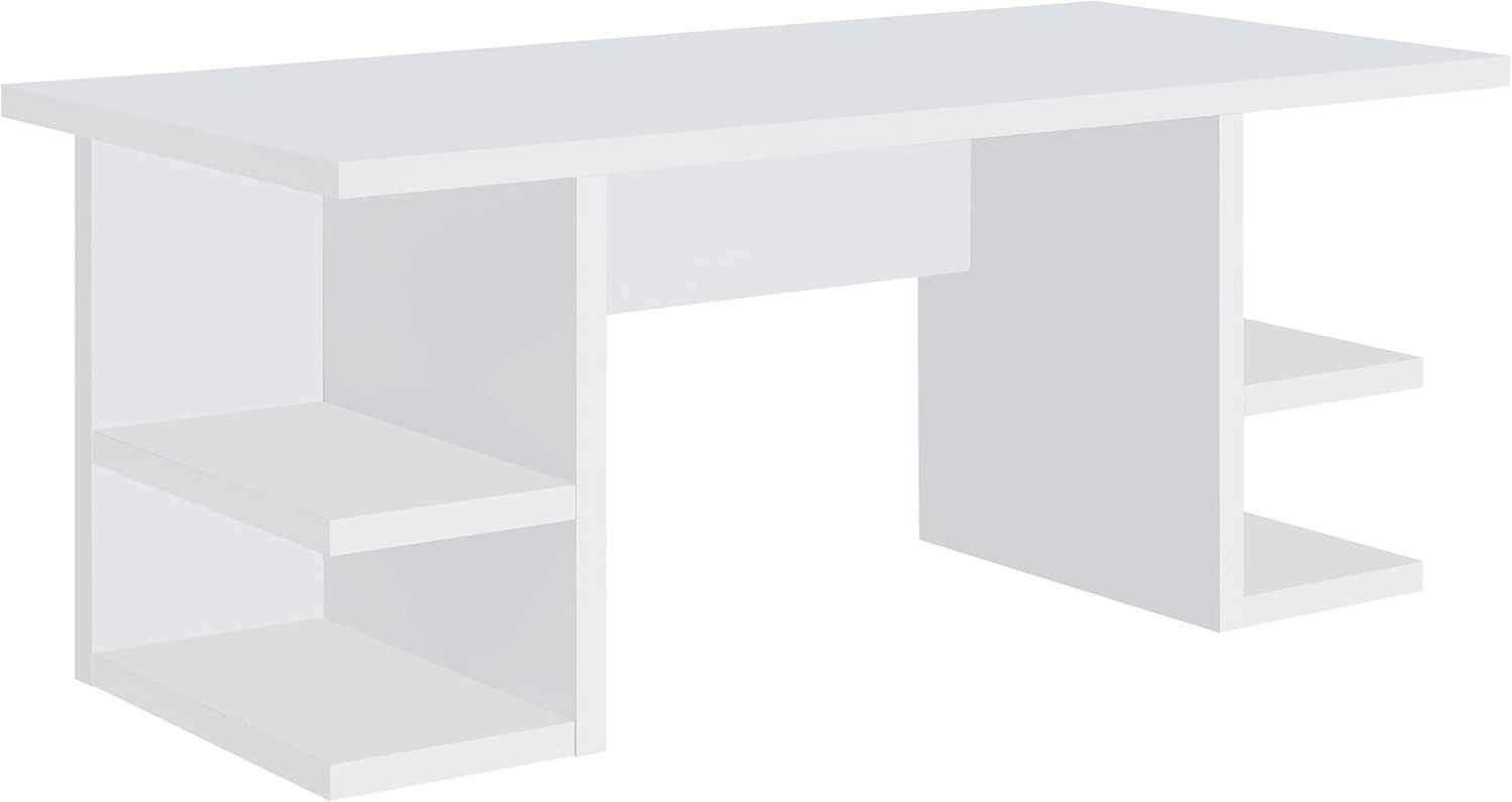 Alice 71&quot; Modern Home Office Desk with Storage, 4-Shelf Contemporary Engineered Wood Computer Desk, White