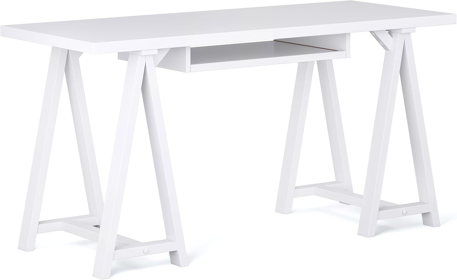 Modern Industrial Solid Wood Writing Desk with Keyboard Tray