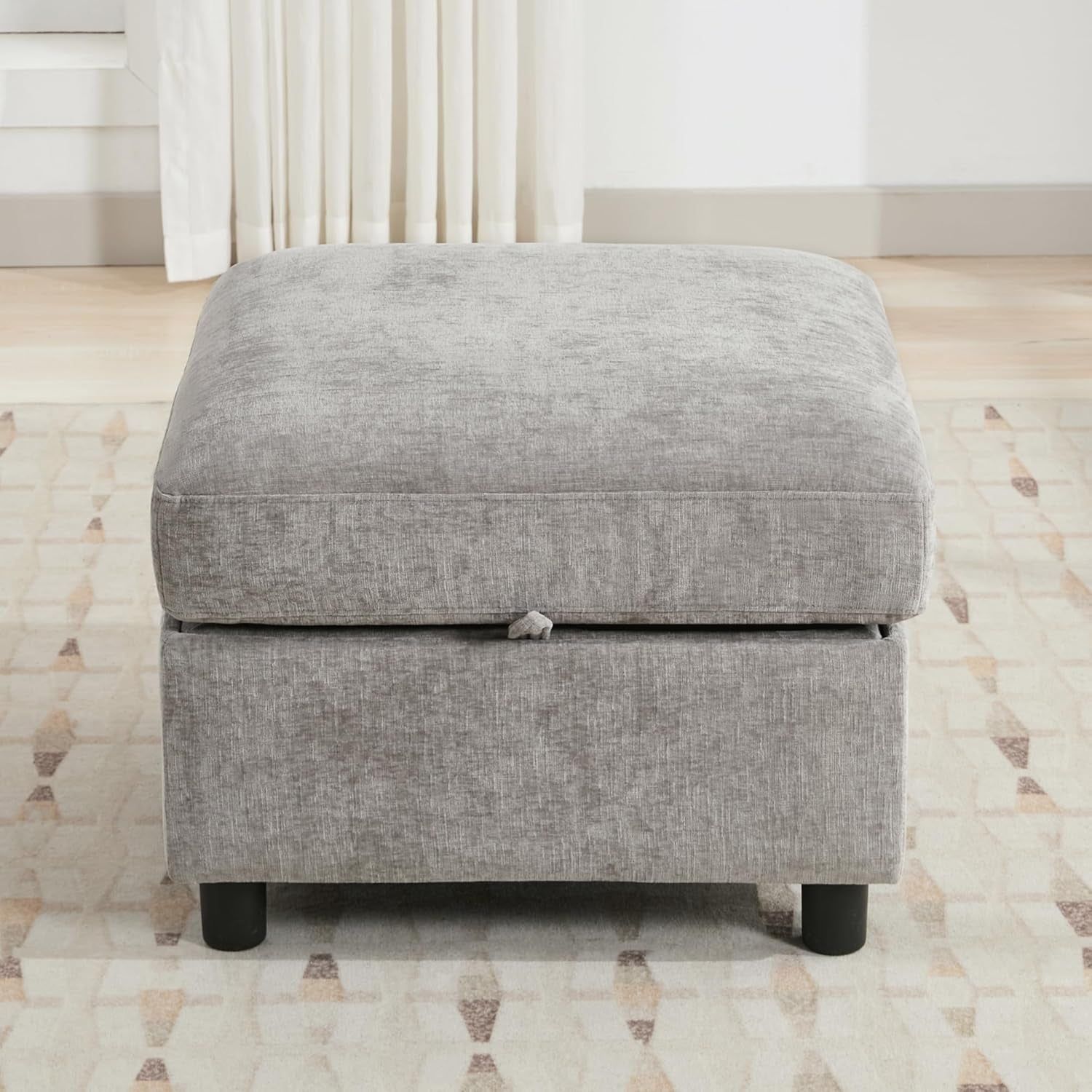 Light Grey Square Storage Ottoman for Versatile Living Spaces