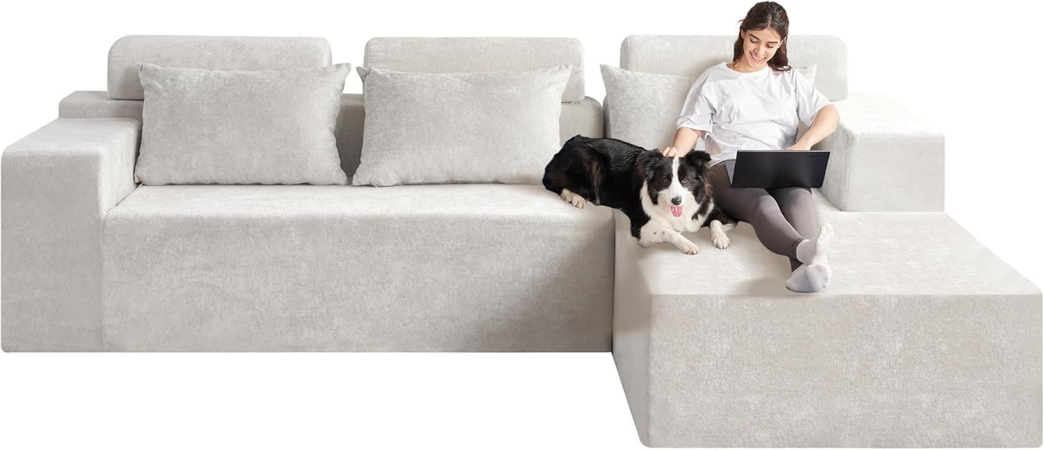 Modern L Shape Sectional Couch With Deep Seating