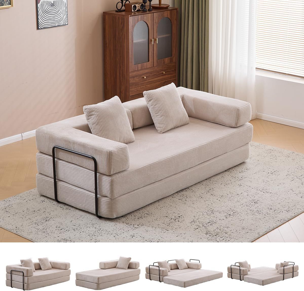 4 In 1 Convertible Folding Sleeper Sofa Bed