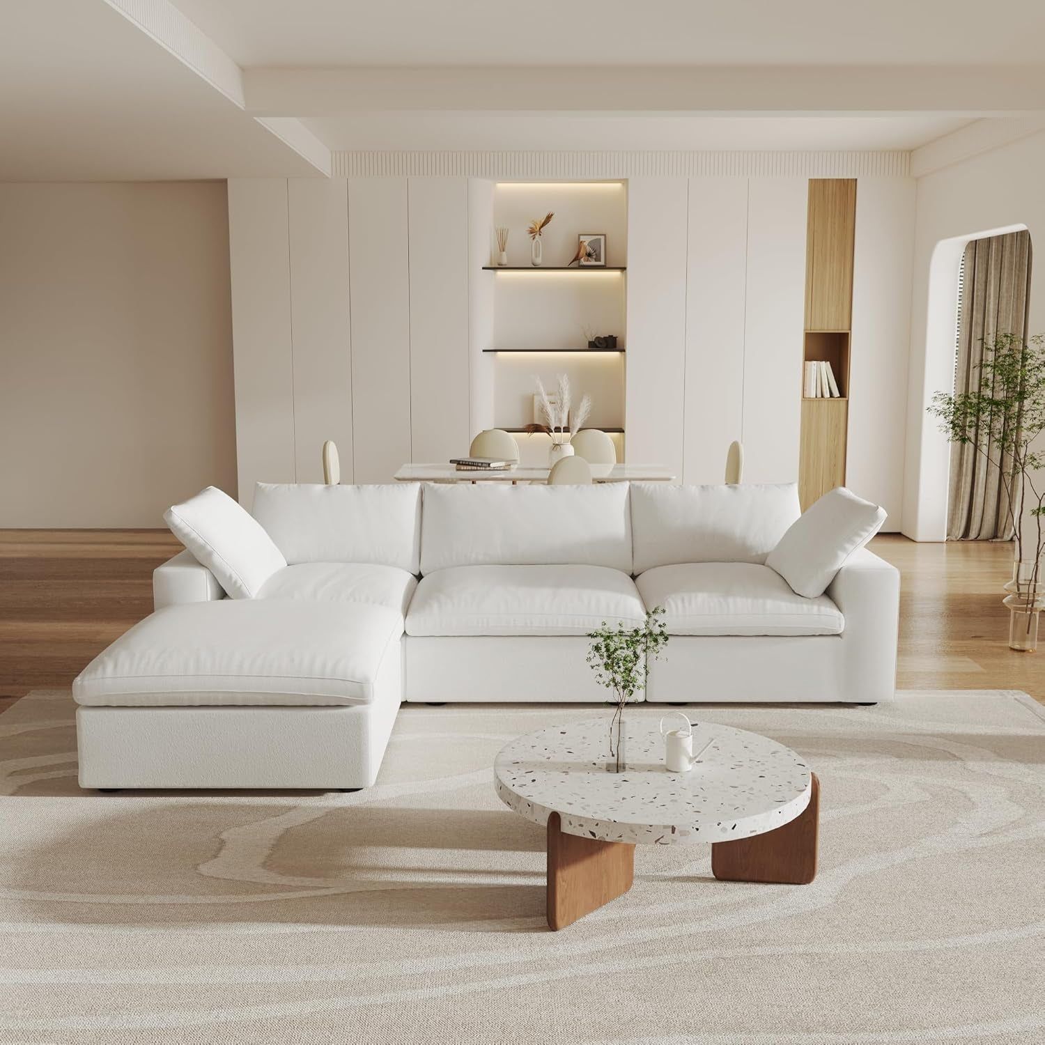 Modular Sectional Sofa with Storage Ottoman and Washable Covers