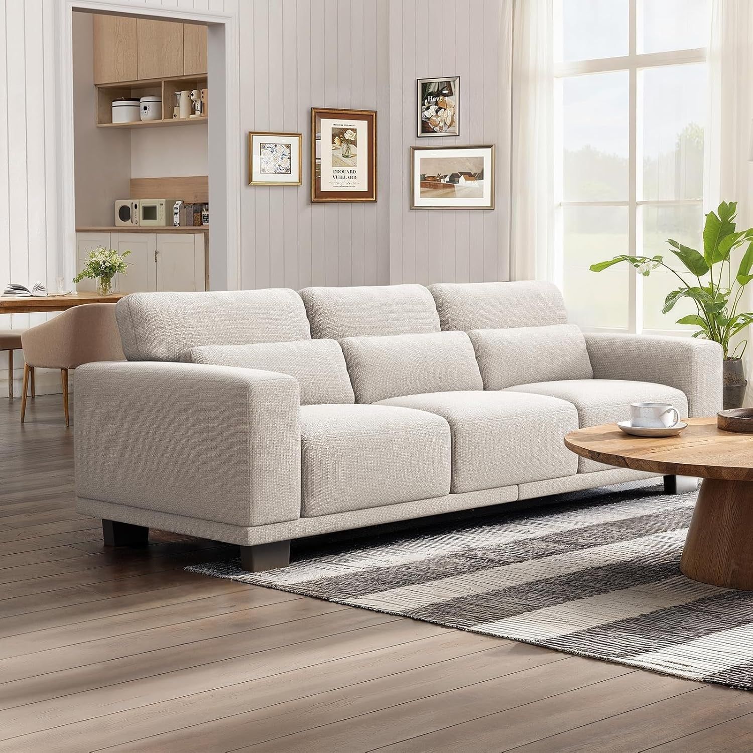 Modern 89 Inch Sofa with Deep Seats and Removable Covers