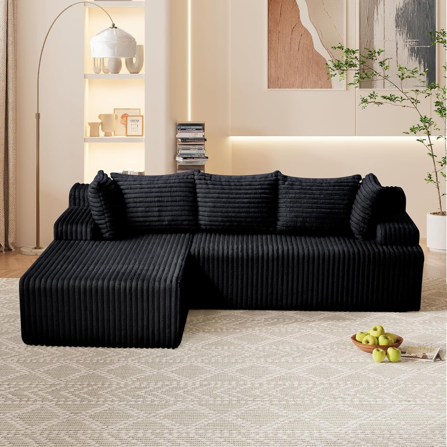Upholstered L Shape Cloud Sofa with Comfy Chaise