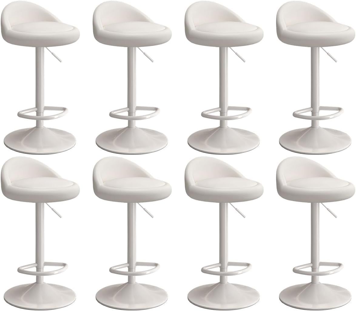 Bar Stools Set of 8, PU Leather Swivel Adjustable Bar Chairs with Low Back,Upholstered Counter Height Barstools for Kitchen Island, Dining Room