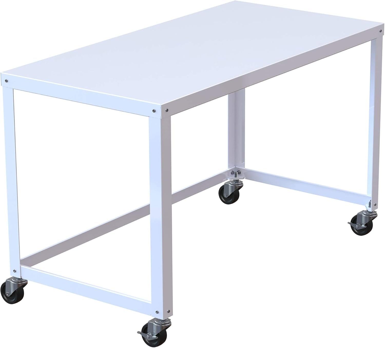 Mobile Metal Desk Workstation with Wheels and Durability