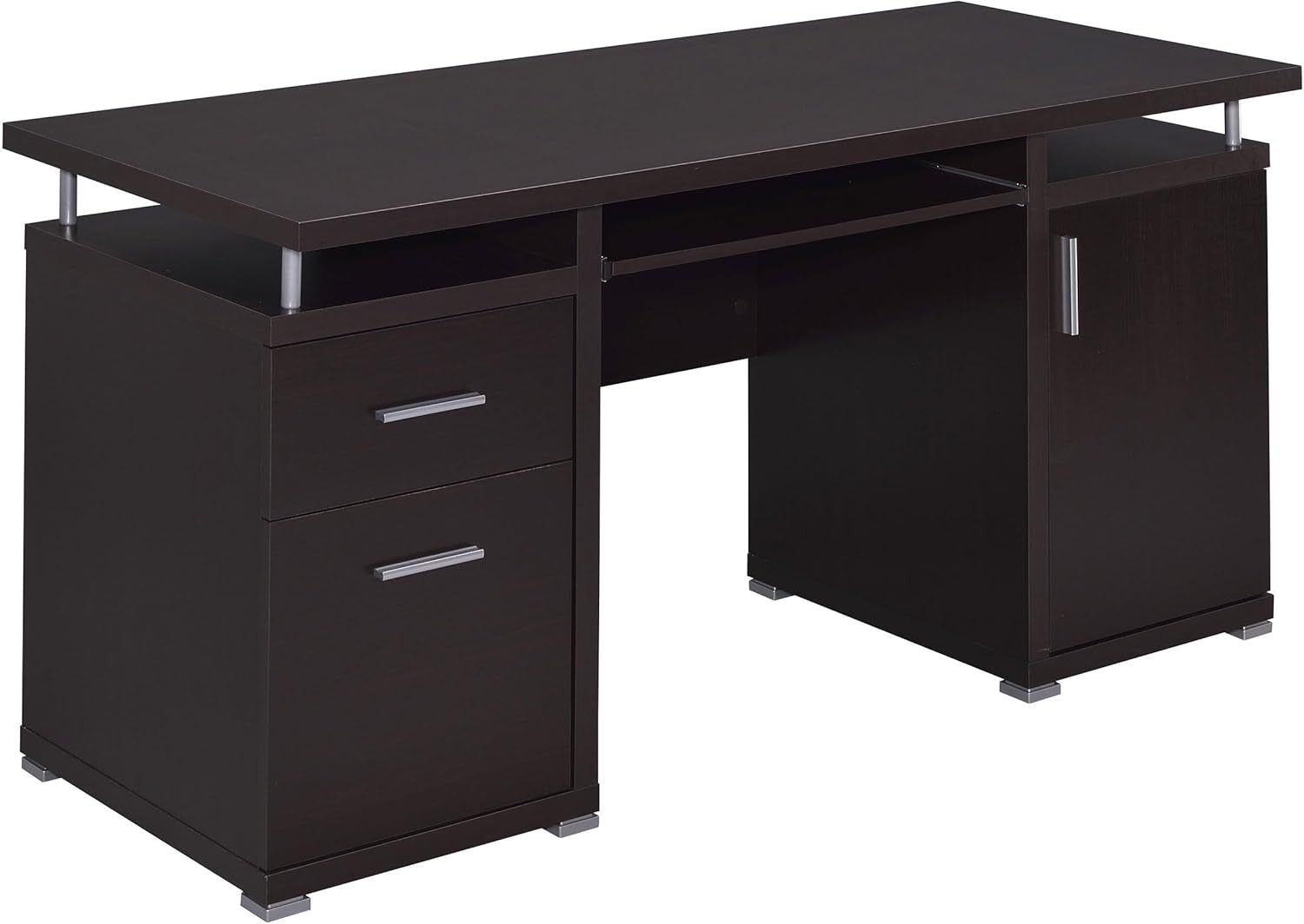 Tracy Modern Contemporary 55-Inch 2-Drawer Home Office Computer Writing Desk Study Table with File Cabinet Storage Engineered Wood Eco-Friendly Laminate Brown 800107
