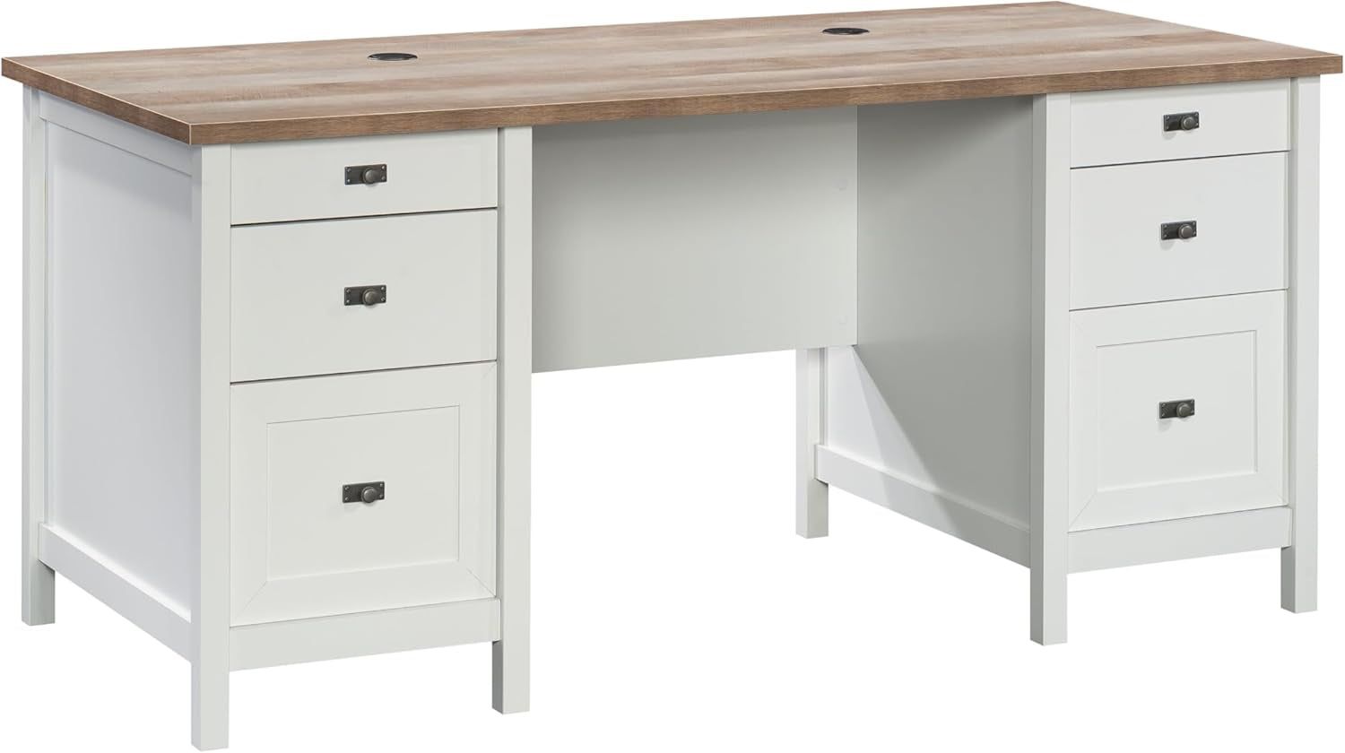 Cottage Style Executive Desk with Spacious White Surface