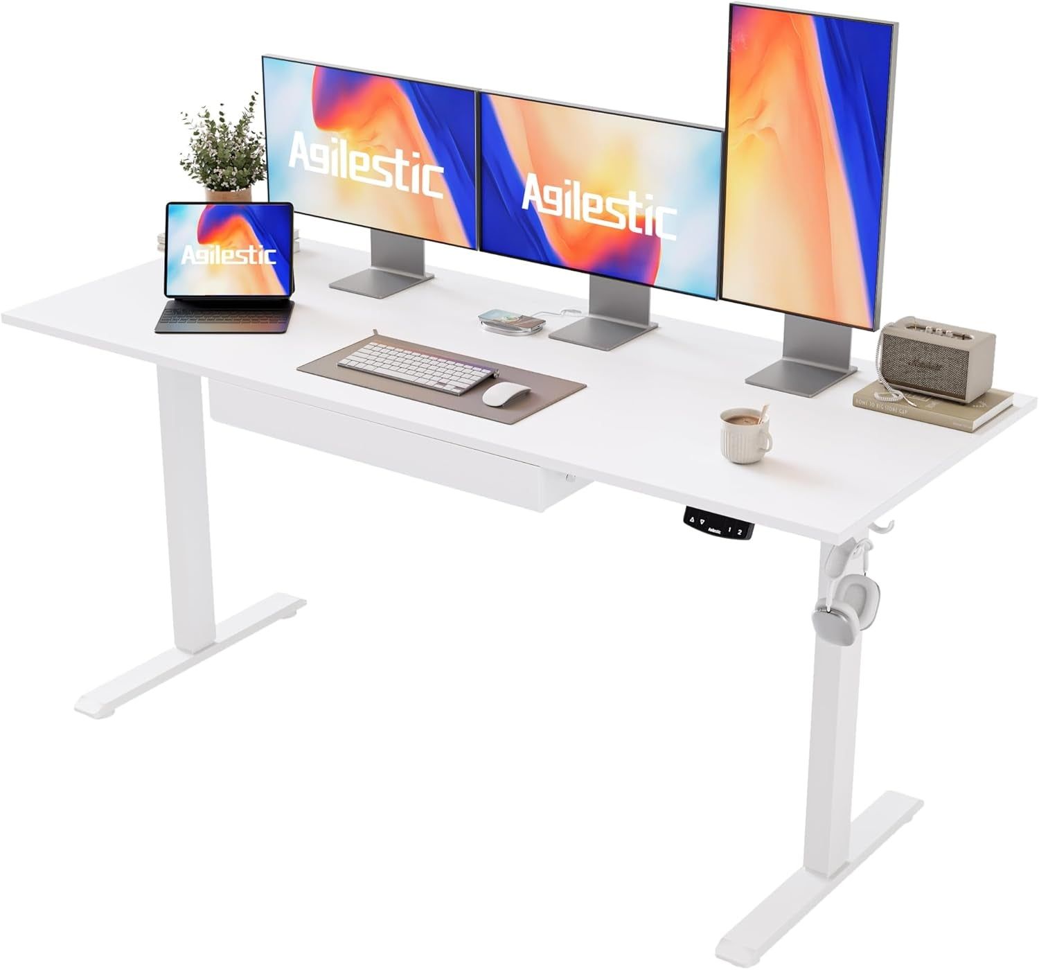 Adjustable Height Electric Standing Desk with Drawer Storage