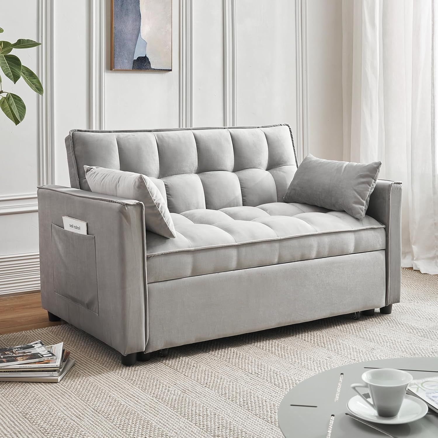 Modern 3 in 1 Sleeper Sofa Bed with Adjustable Backrest