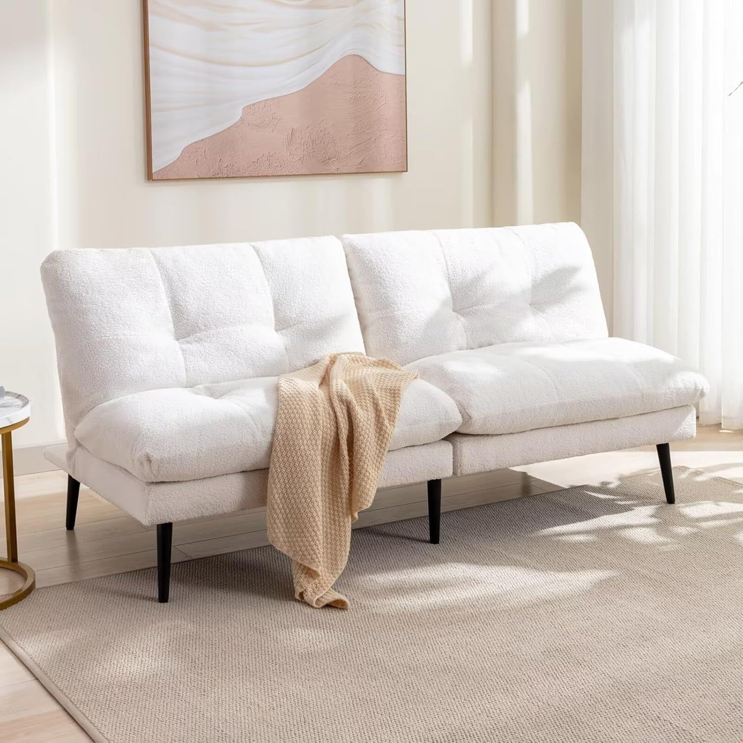 Convertible Futon Sofa Bed with Adjustable Backrest Design