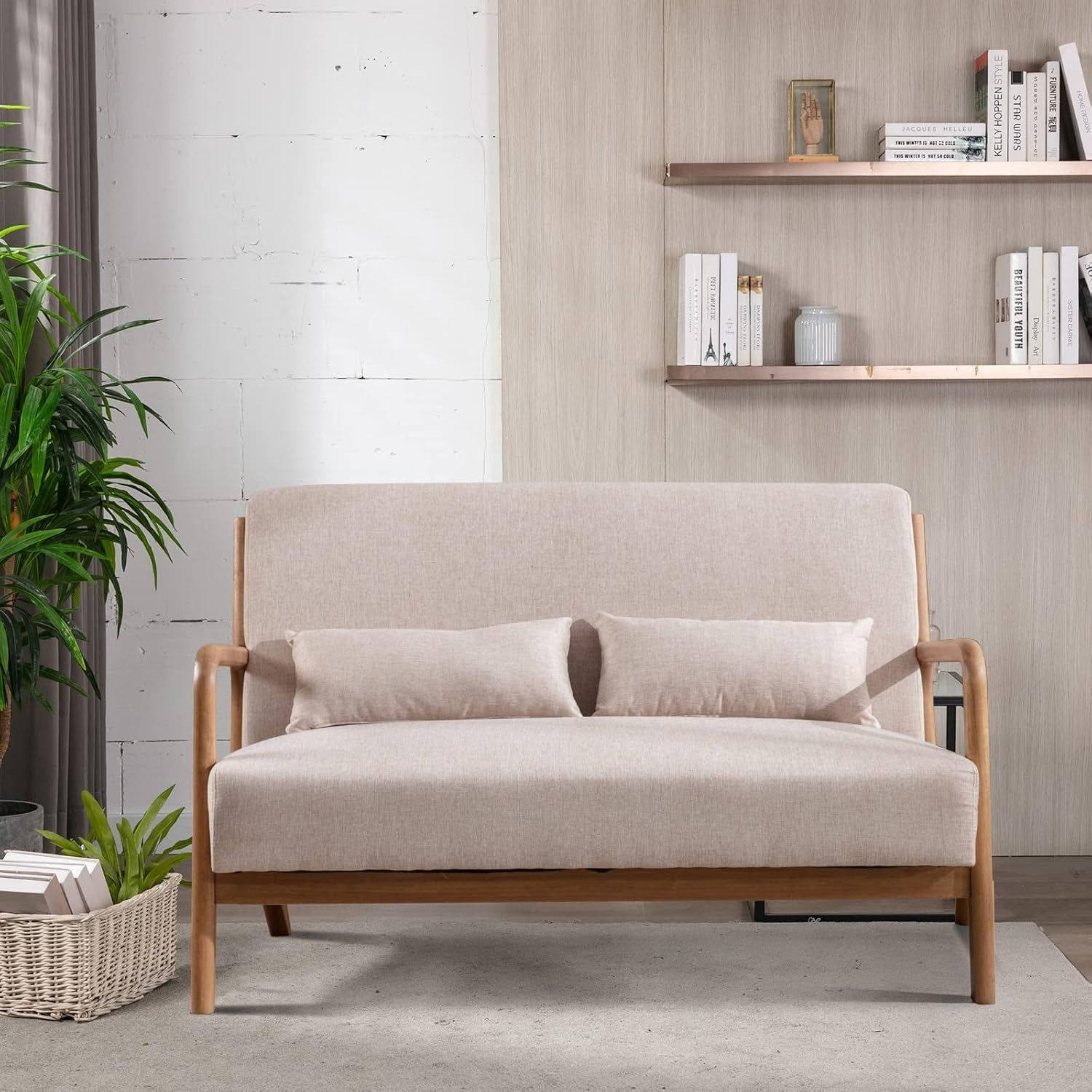 Mid Century Modern 50 Inch Loveseat Sofa for Small Spaces