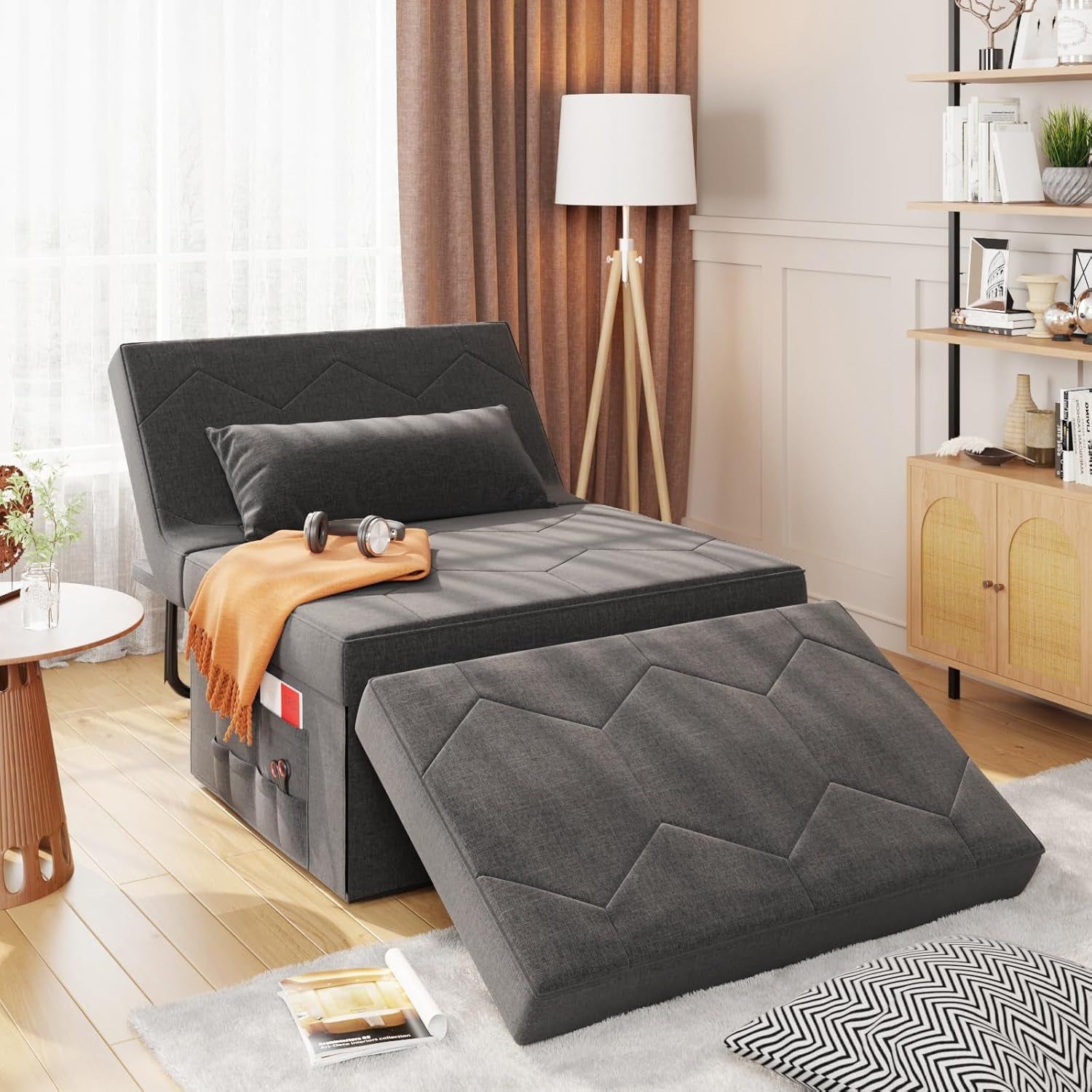 Convertible Sleeper Chair Bed with Adjustable Backrest