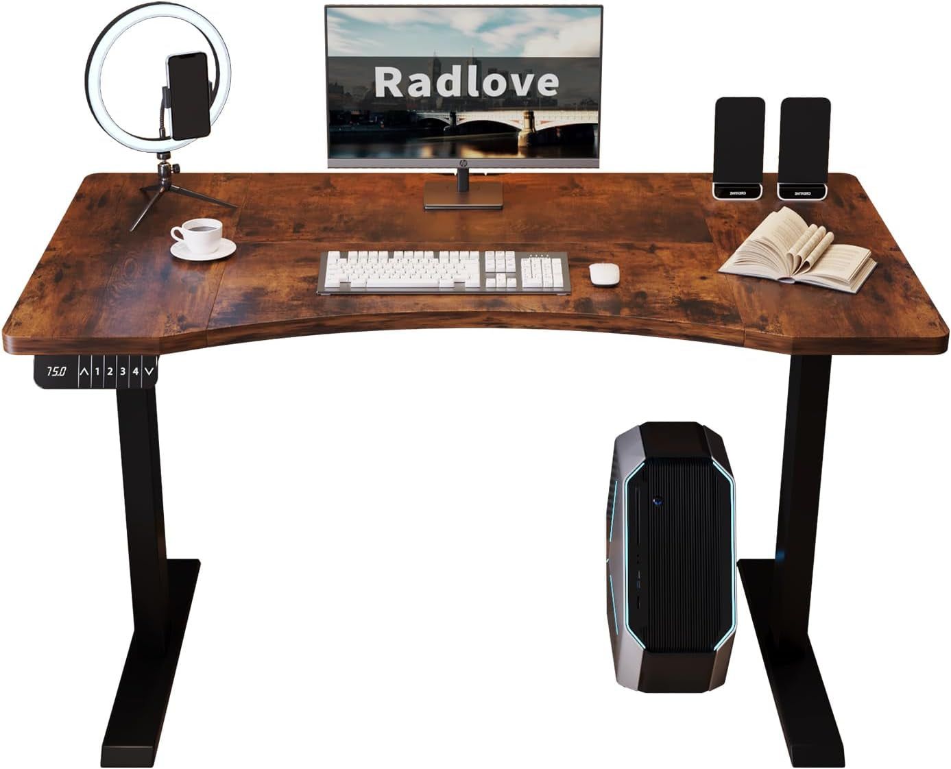 Electric Standing Desk Dual Motors Height Adjustable Curved Design