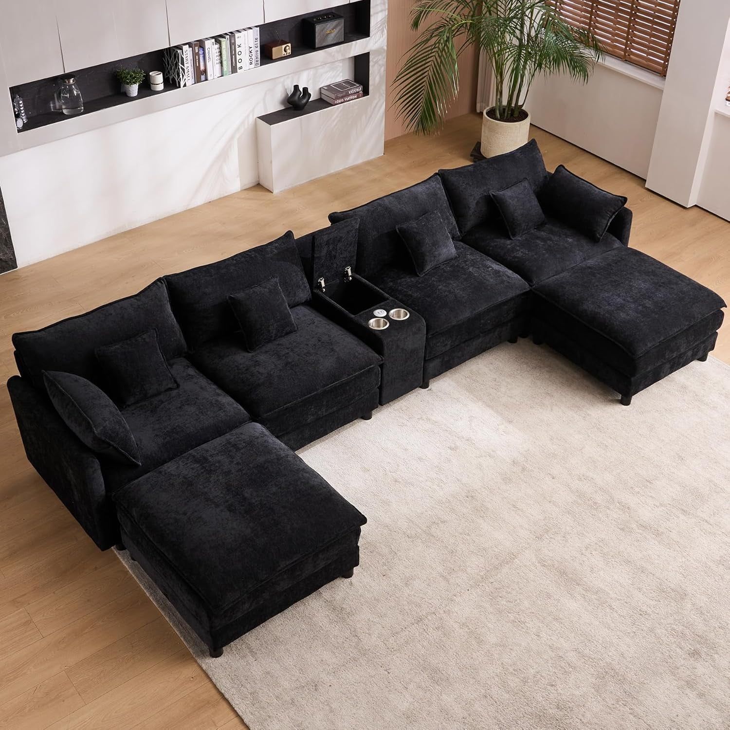 Oversized U Shape Cloud Sectional Sofa with Ottoman