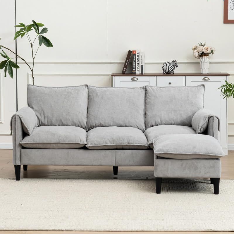Modern L Shaped Sectional Sofa with Storage Ottoman