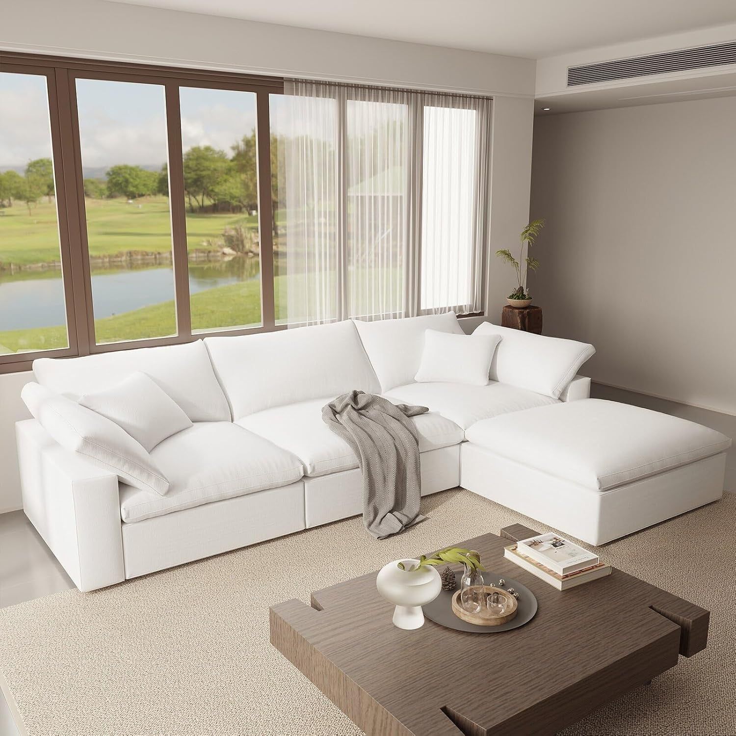 Oversize Modular Sectional Sofa with Chaise and Cushions