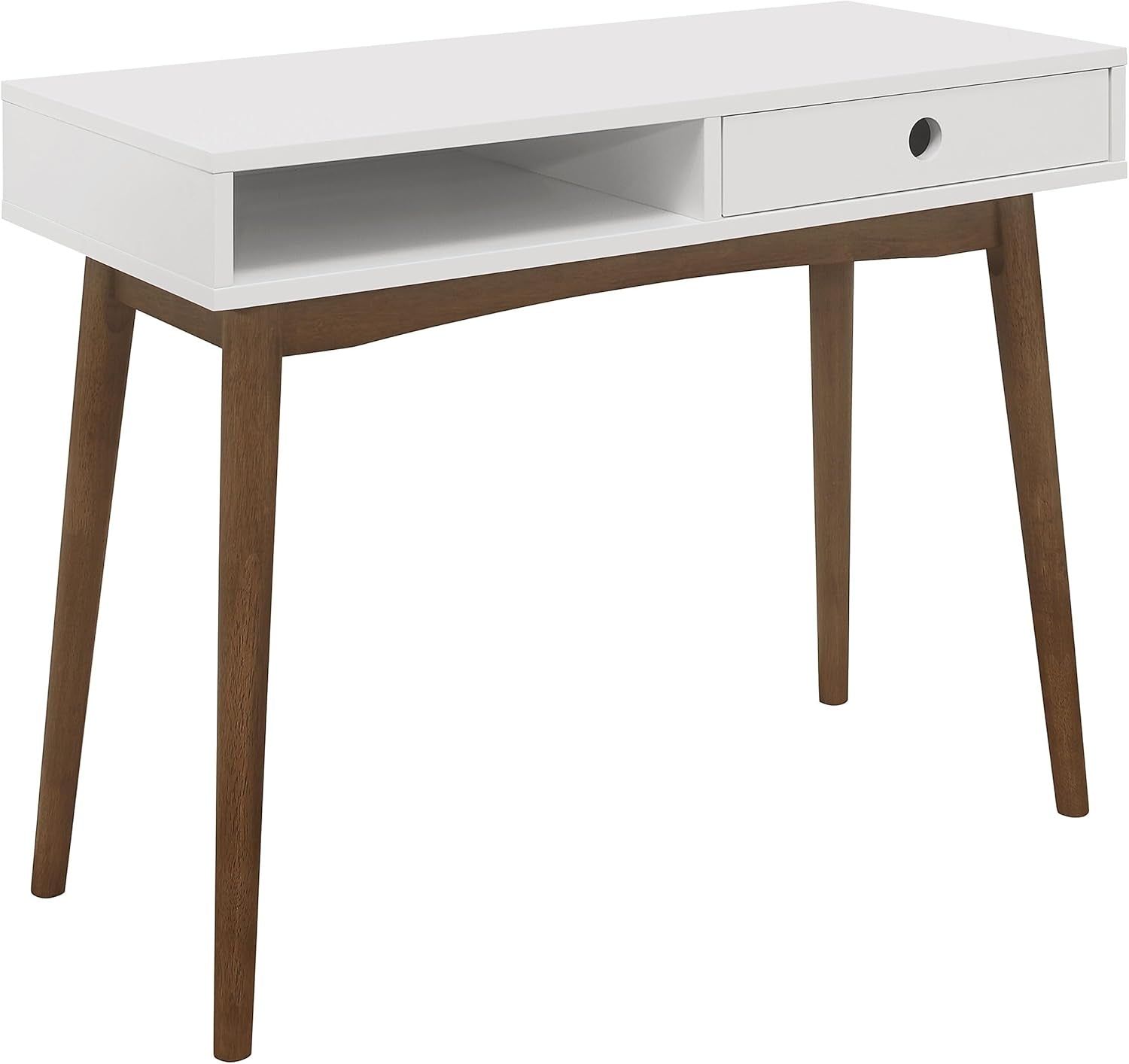 Wood Writing Desk with Drawer Spacious Top and Storage