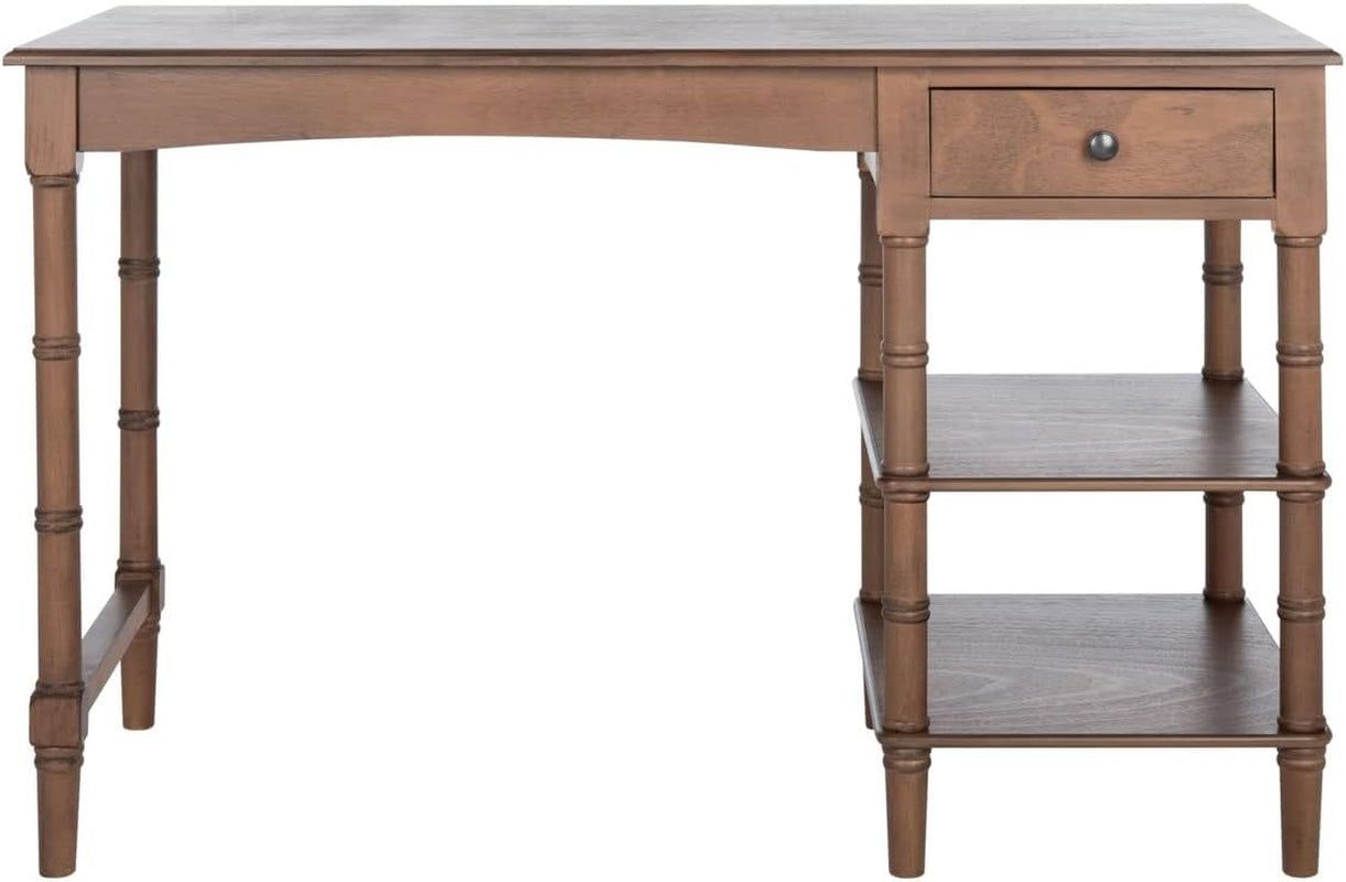 Contemporary Brown Computer Desk with Storage Shelves and Drawer