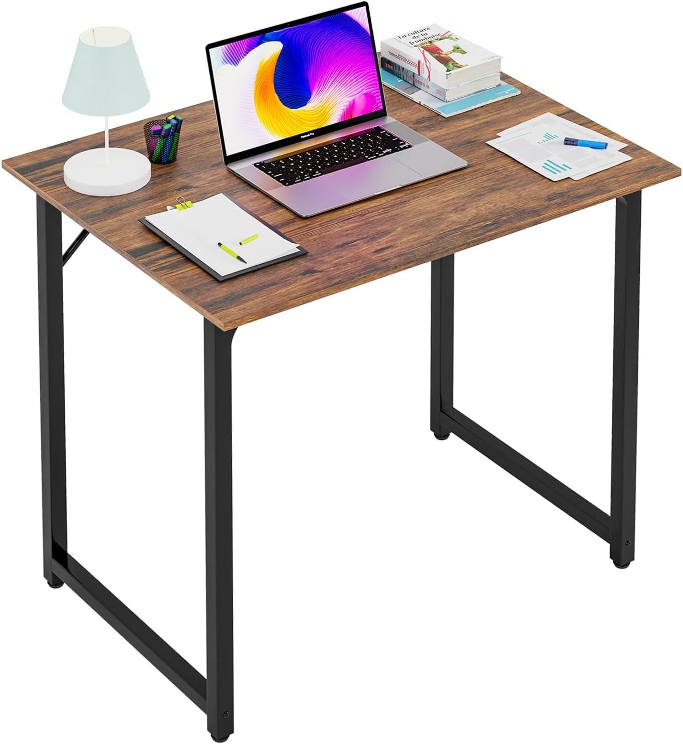 32/39/47 Inch Computer Desk Study Writing Table, Adjustable Feet, Modern Furniture for Home Office (1, Brown, 32 Inch)