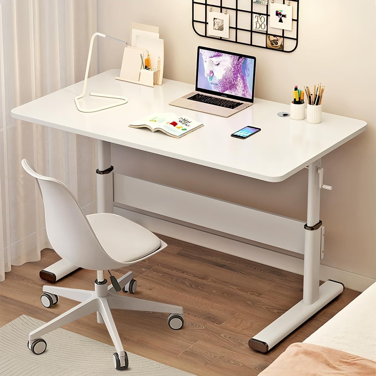 Height Adjustable Manual Standing Desk for Home Office