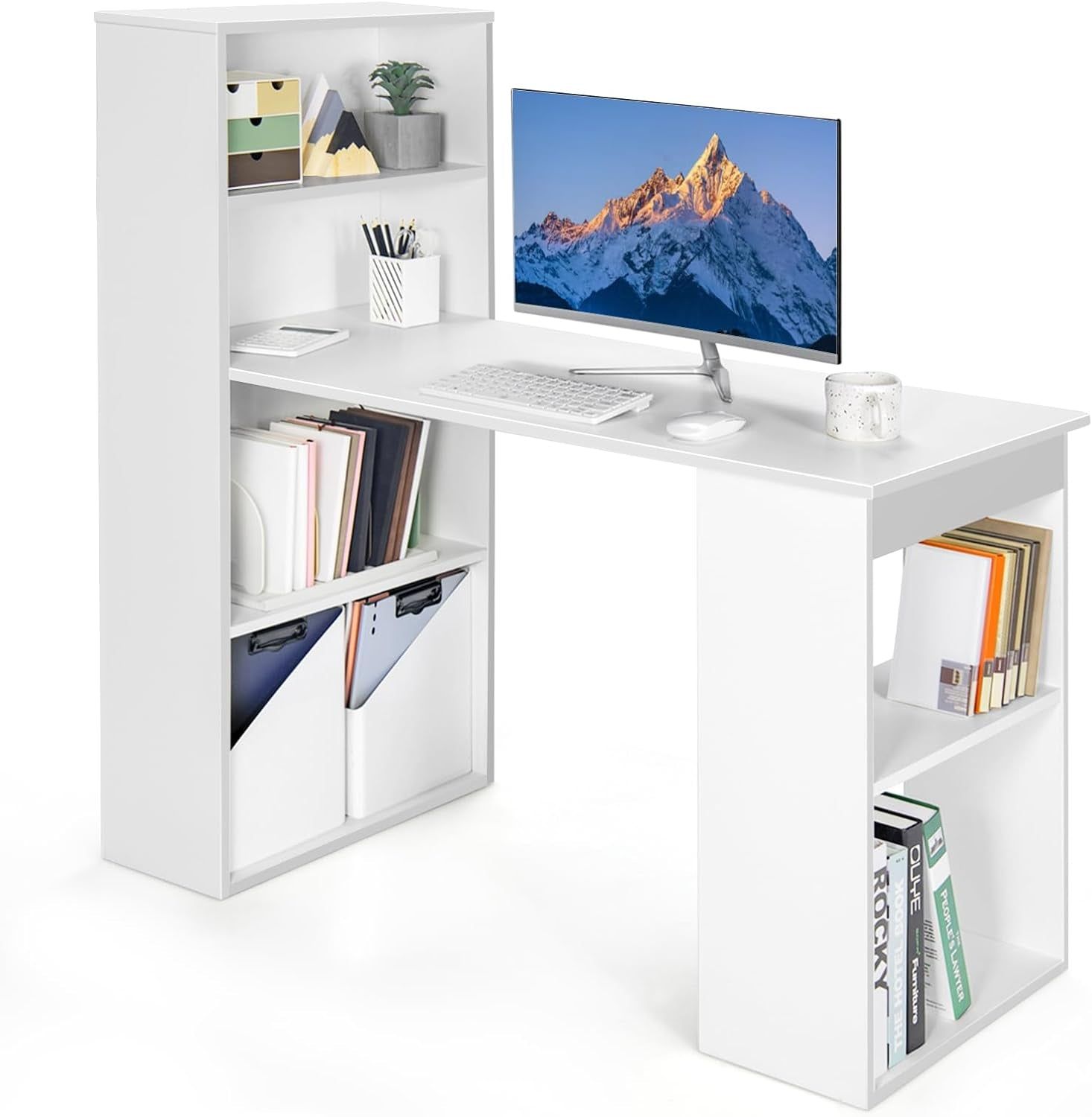 Space-Saving 48 Inch Computer Desk with Bookshelf