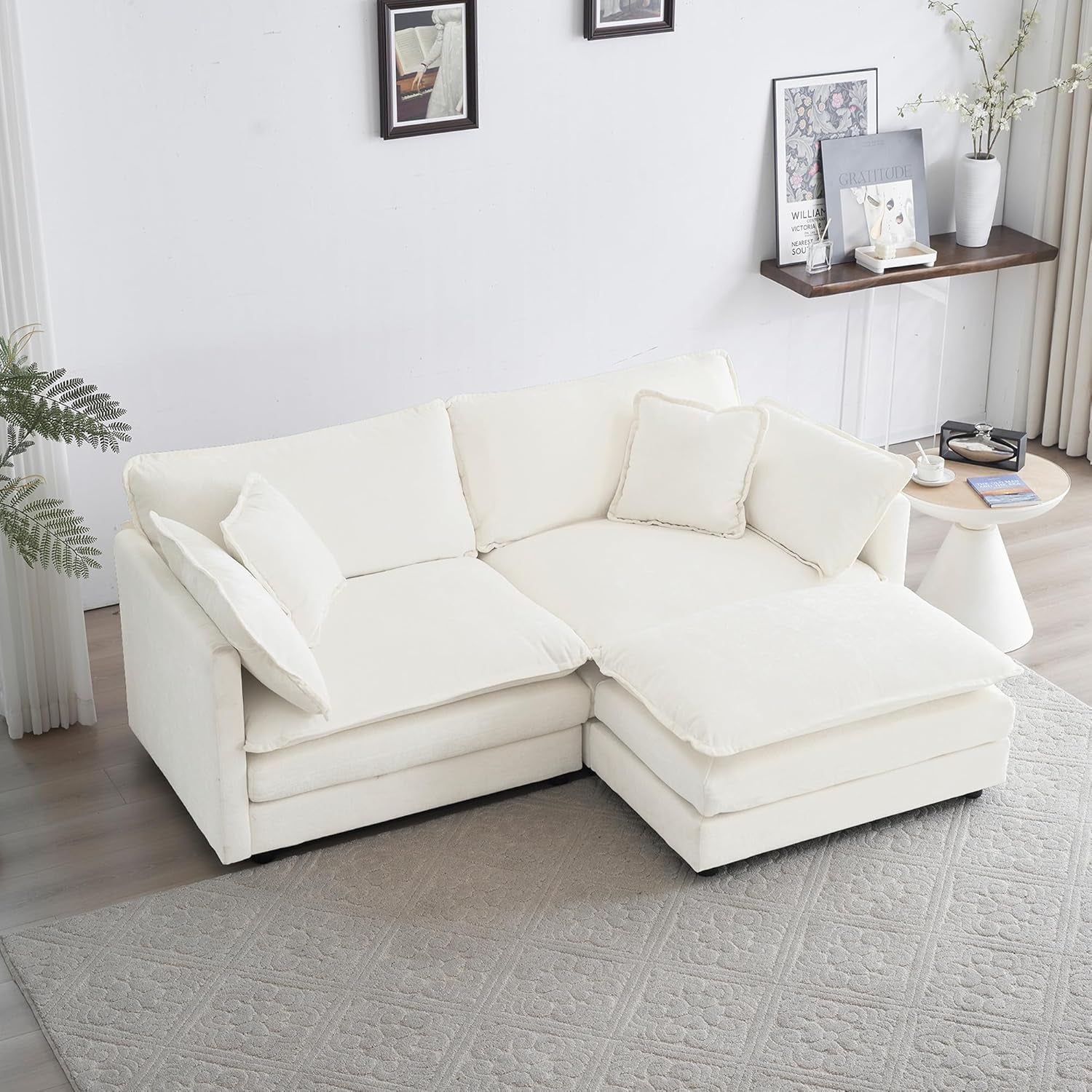 Modular Deep Seat Loveseat Sofa with Ottoman Comfort