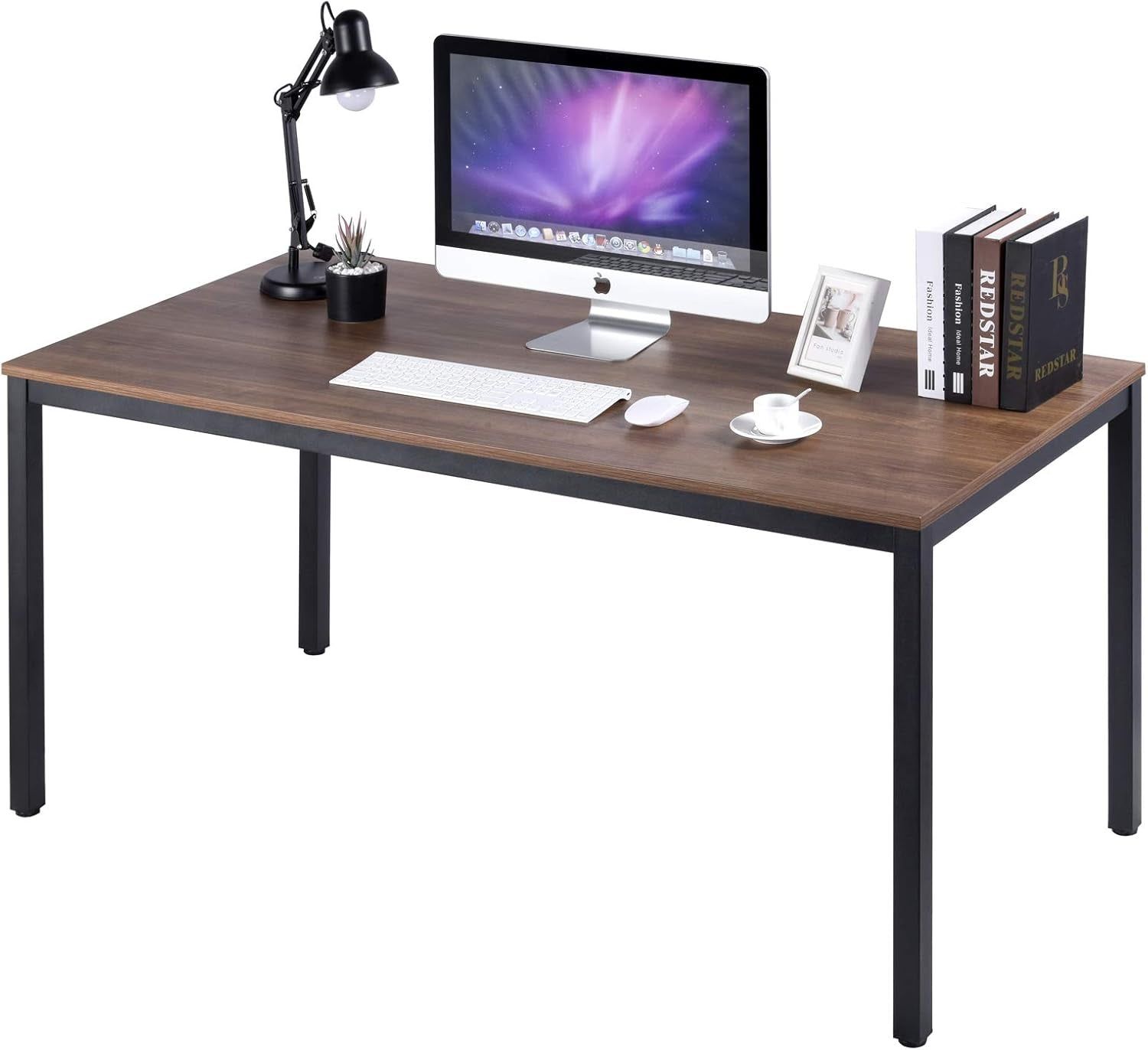 Writing Computer Desk 59 Inch（60&quot;X 30&quot;）Home Office Wooden Writing Study Desk, Large Solid Wood Office Desk, Modern Excutive Desk, Sturdy Laptop Study Table, Walnut - Solid Tabletop Made of MDF