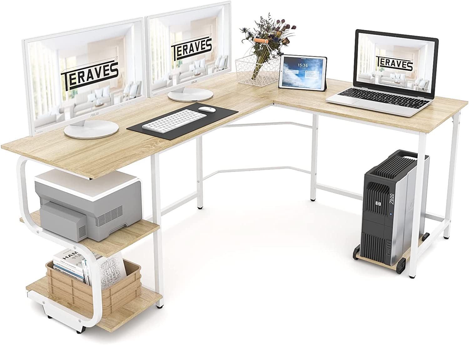 Reversible L Shaped Desk with Ample Storage Space