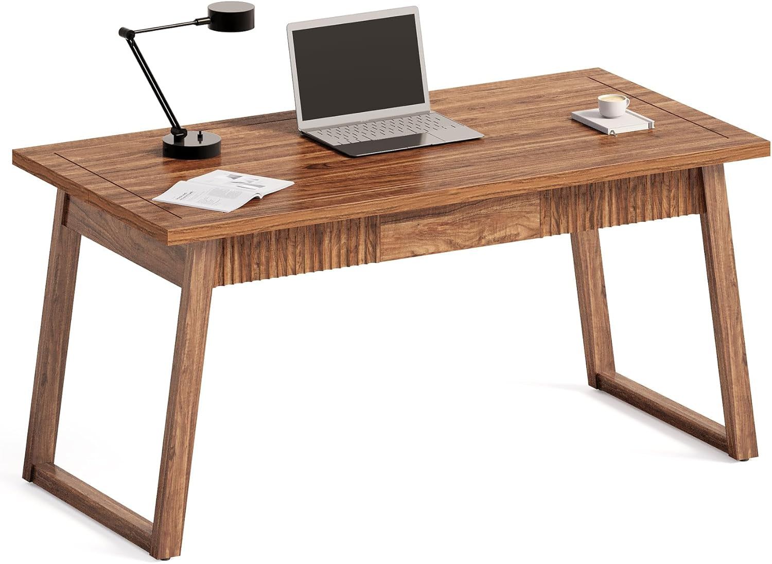 Modern Minimalist 55 Inch Home Office Desk With Drawer