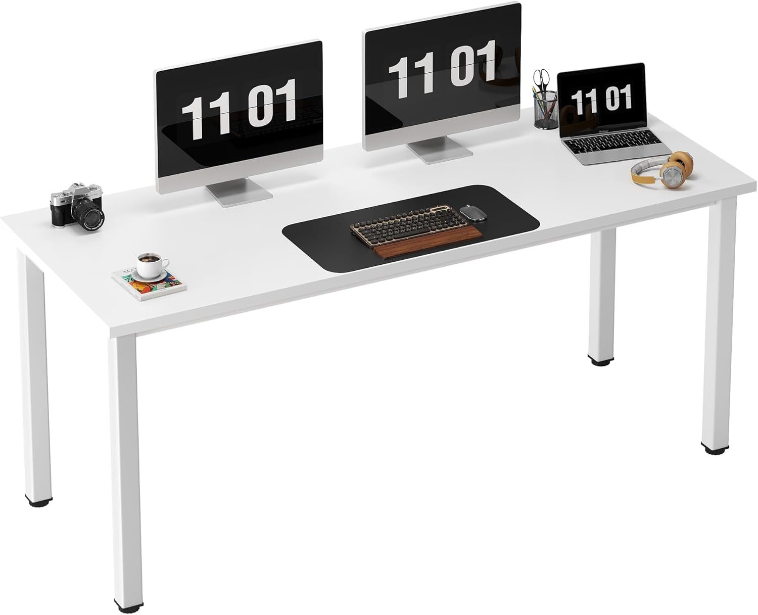 Large 63 Inch White Computer Desk for Home Office