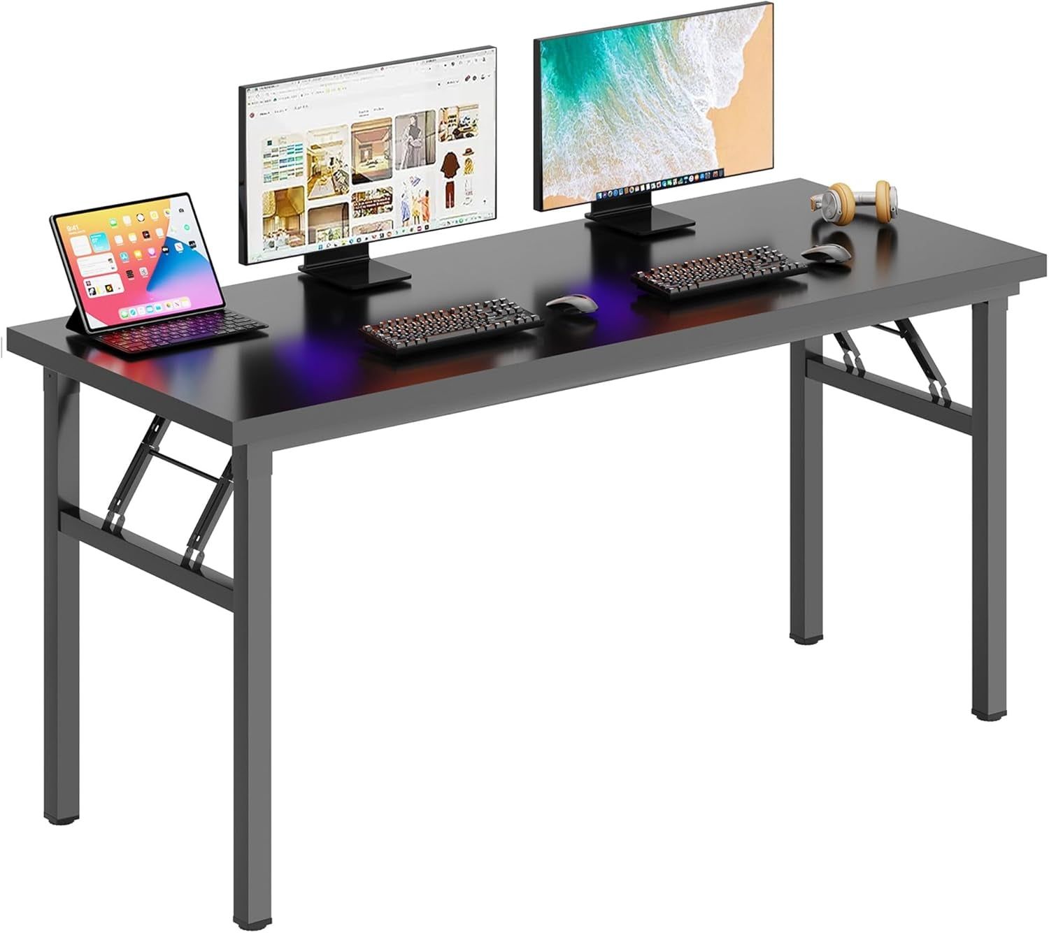 Spacious 62 Inch Office Desk with Metal Frame