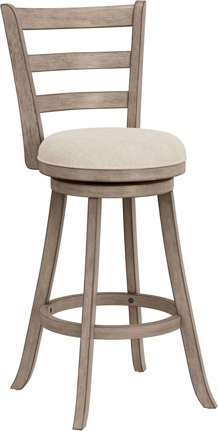 Laymon Modern Wood Bar Height Swivel Stool, Gray Brown