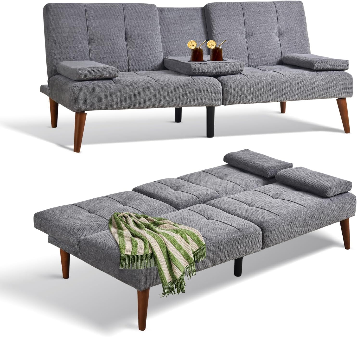 Multi-Functional Convertible Sofa Bed with Adjustable Backrest