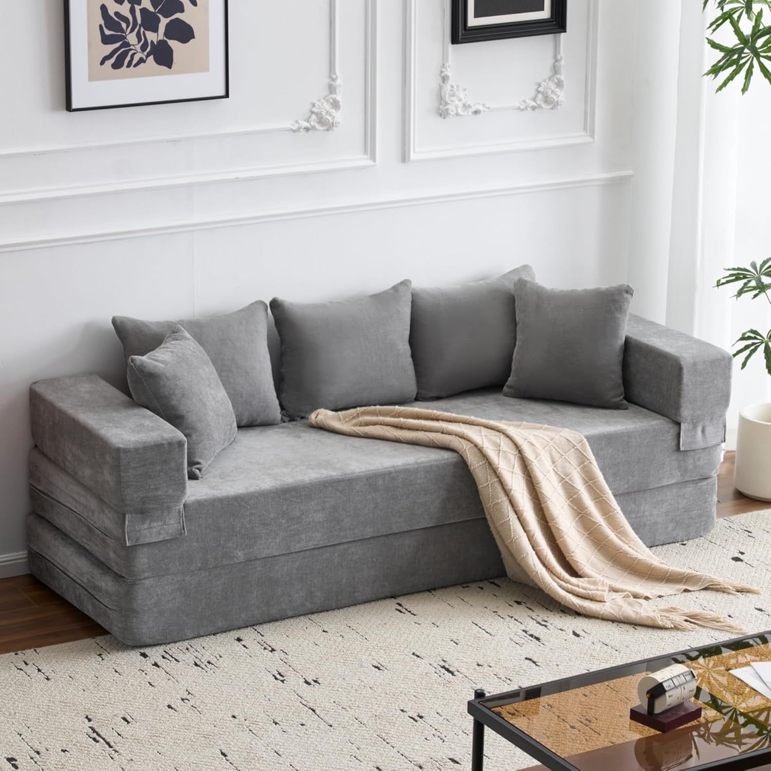 4 In 1 Convertible Folding Sofa Bed With Pillows